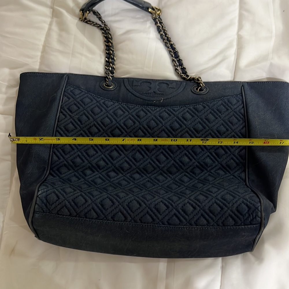 Tory Burch handbag, navy denim ish fabric - Picture 2 of 5